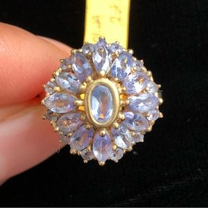 Tanzanite Marquise cut gold ring sz 6